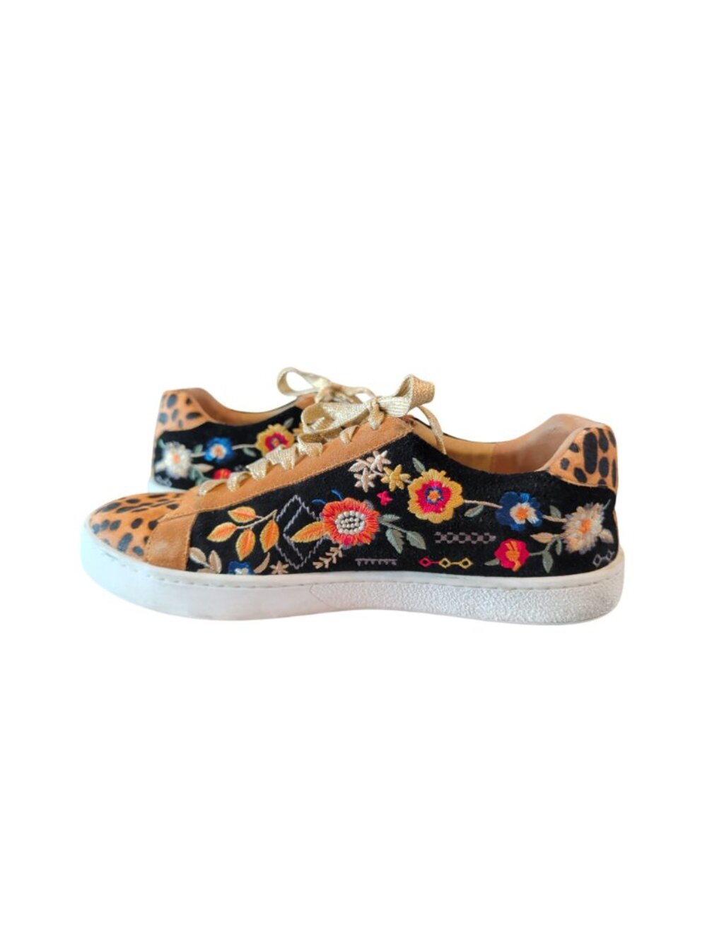 Johnny Was Olivia Leopard Suede & Genuine Calf Hair Sneakers, women's size 8. - Picture 6 of 16